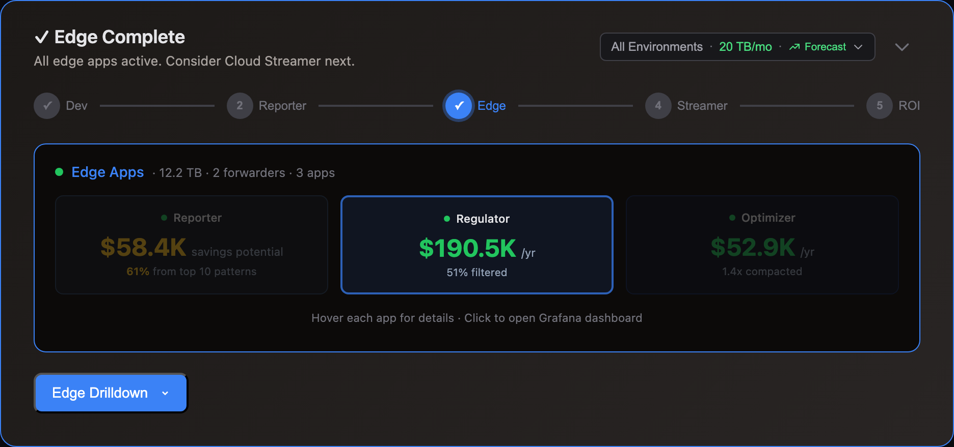 Log10x Edge Regulator filtering costly events